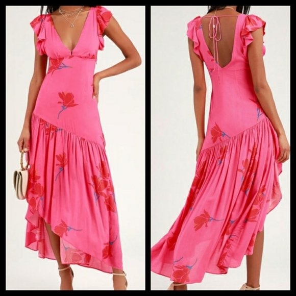 Free People Dresses & Skirts - Free People She's A Waterfall Pink Maxi Dress 8/6 NWT
